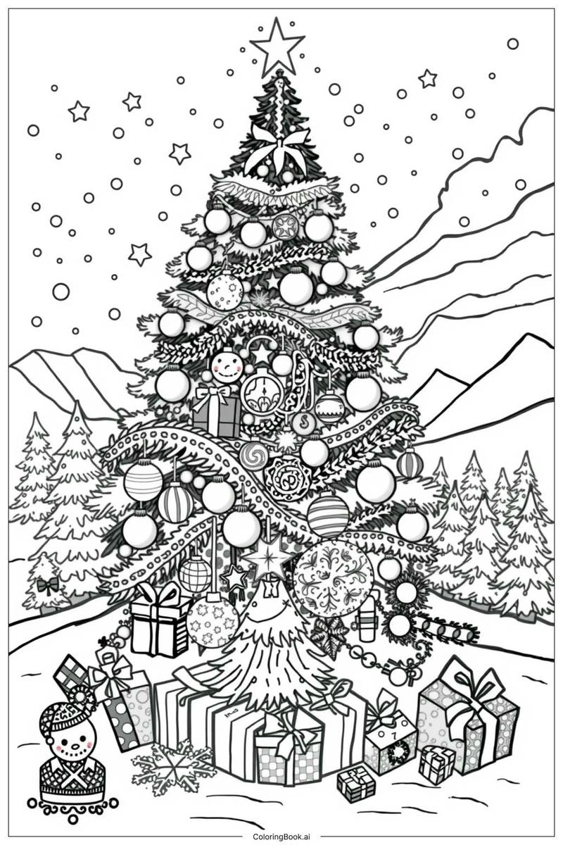 Tô màu vui nhộn cùng hình tô màu cây thông noel đáng yêu