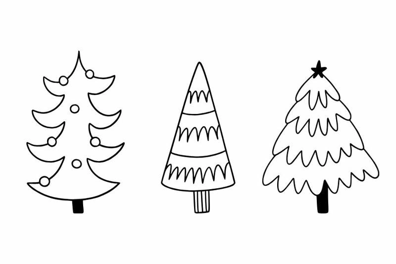 Tổng hợp mẫu cây thông noel to màu cho bé sáng tạo