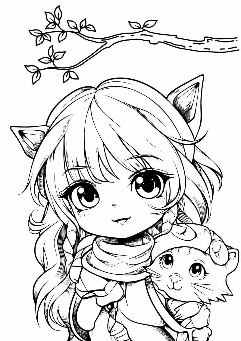 Dễ dàng tập tô với tranh tô màu anime cute đơn giản
