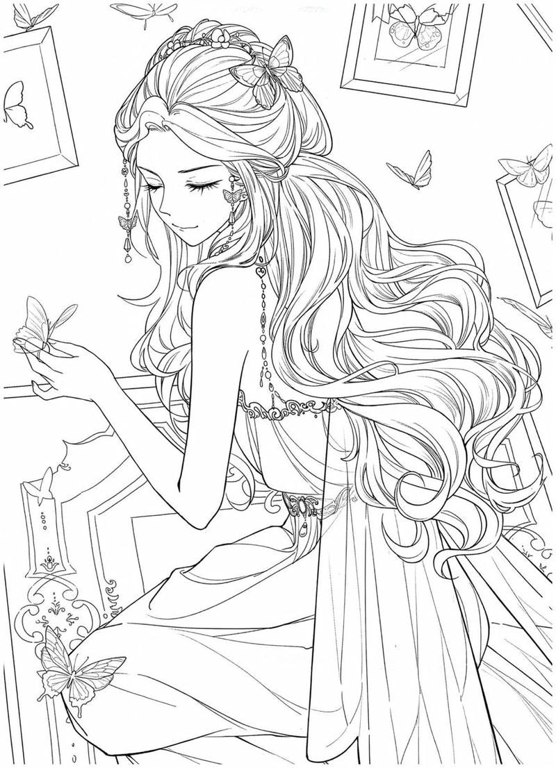 Tải Ảnh Anime Nữ Chưa Tô Màu miễn phí