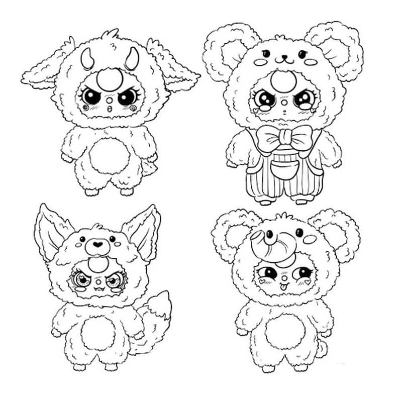 Tranh tô màu baby three mèo thần tài mang may mắn cho bé