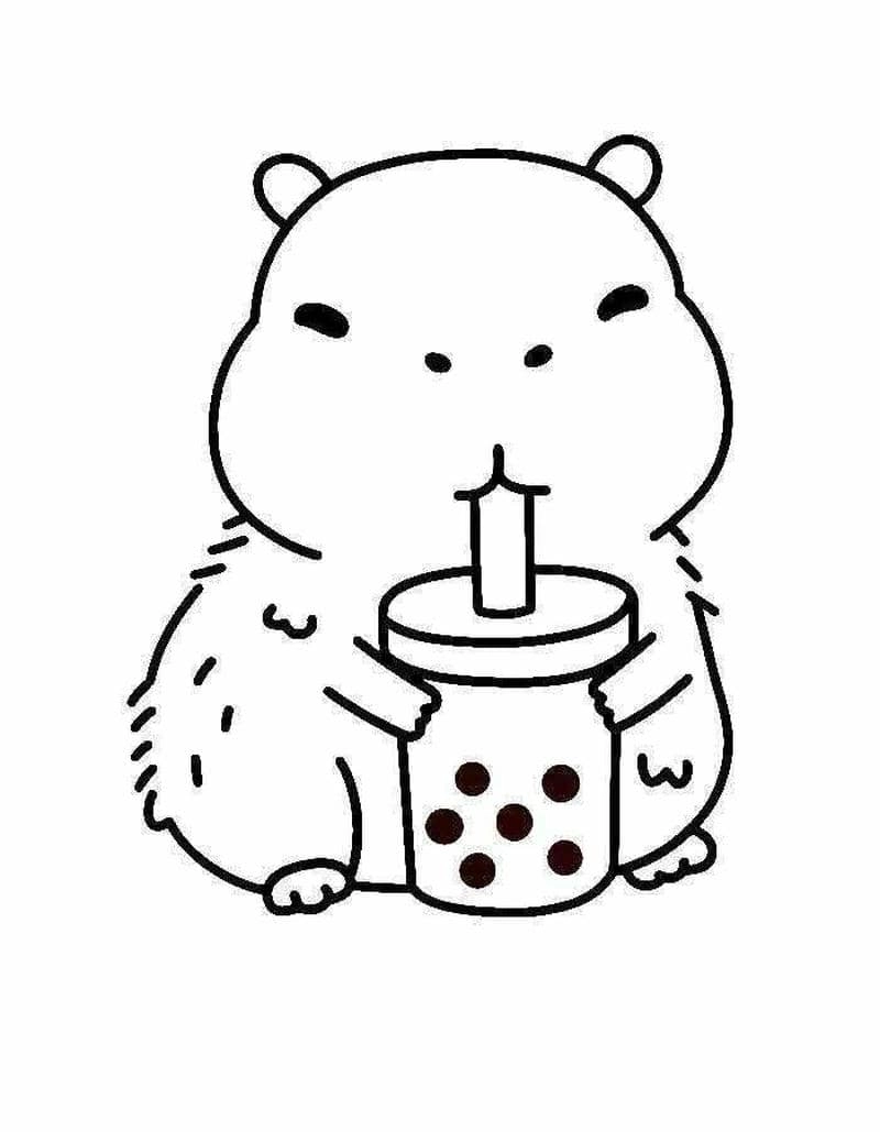 Tô màu capybara trà sữa siêu cute cho bé