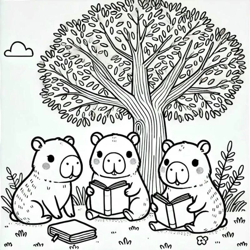 Tô màu capybara chibi cute siêu dễ thương
