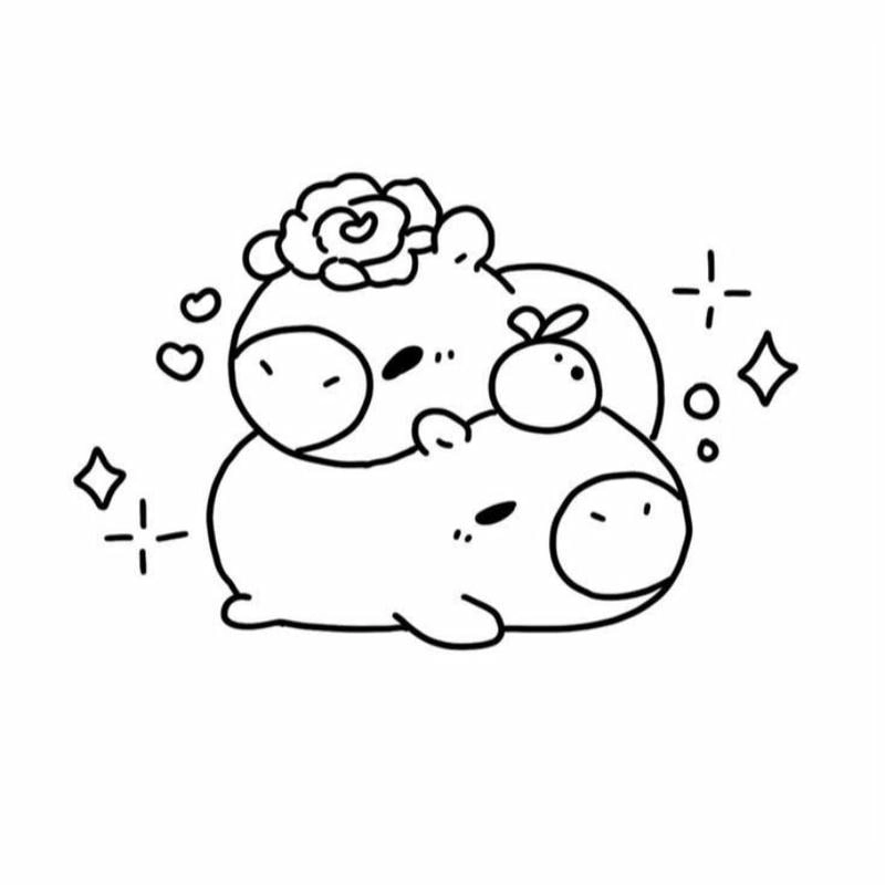 Tranh tô màu hình capybara cute giúp bé thỏa sức tô màu