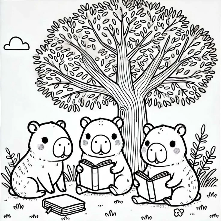 Hình tô màu capybara cute làm nổi bật nét dễ thương bé vẽ