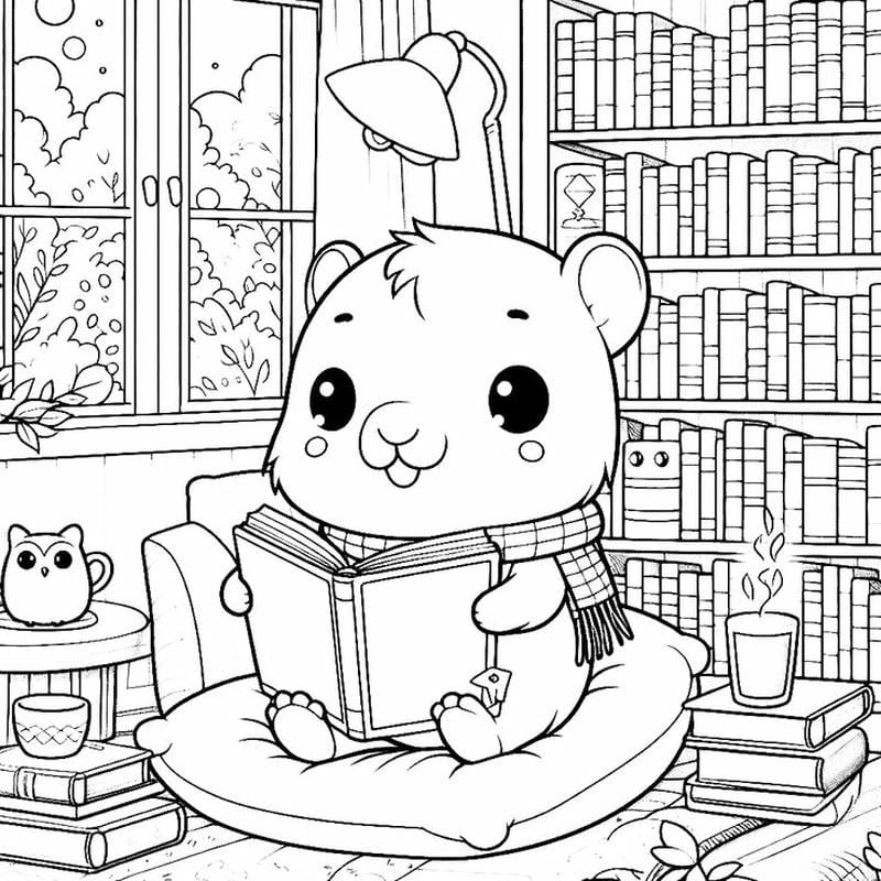 Hình capybara tô màu giúp bé học vẽ sáng tạo hiệu quả