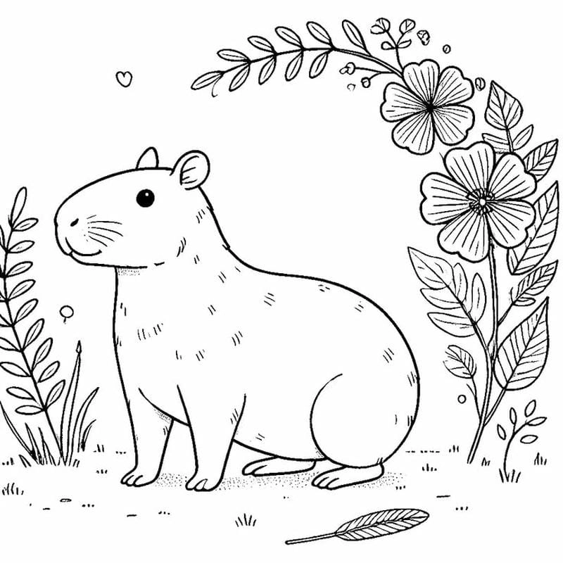 Hình capybara cute tô màu mang đến trải nghiệm vẽ dễ thương