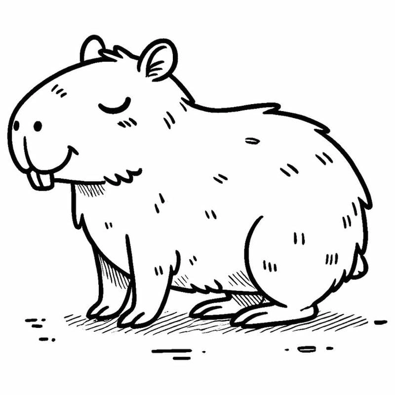 Capybara tô màu cute giúp bé tạo nên tranh thật dễ thương