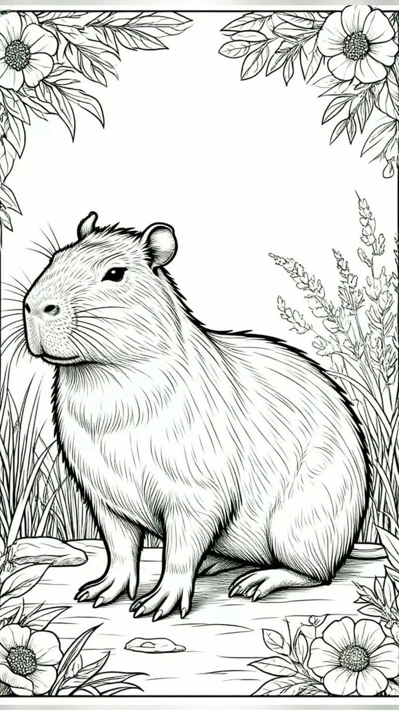 Capybara hình tô màu mang đến niềm vui khám phá nghệ thuật