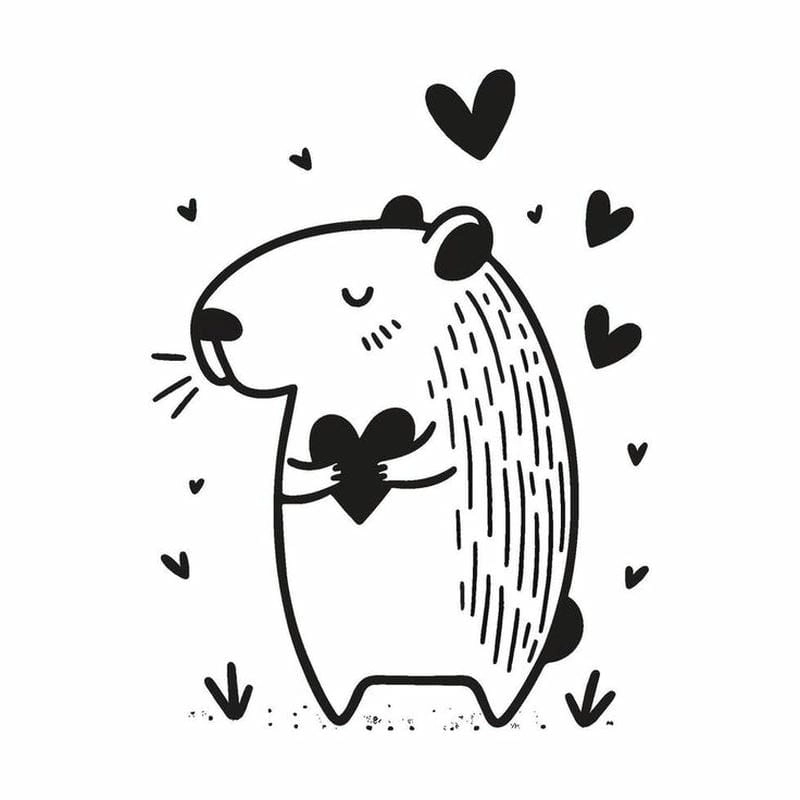 Ảnh tô màu capybara cute cho bé tạo ra tranh sinh động vui mắt