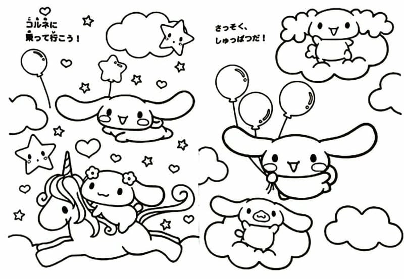 Tô màu vui vẻ với tranh cinnamoroll tô màu siêu cute