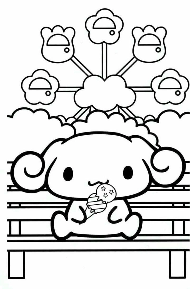 Thỏ Cinnamoroll trong tô màu cinnamoroll cho bé yêu thích