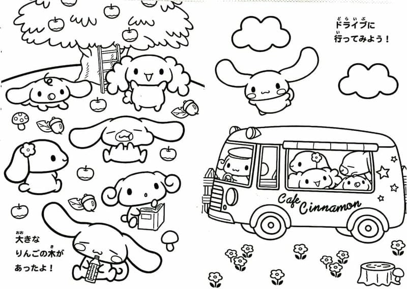 Bé thích hình tô màu cinnamoroll cute với thỏ đáng yêu