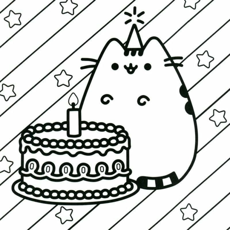 Thích mê cute tranh tô màu mèo Pusheen cho bé