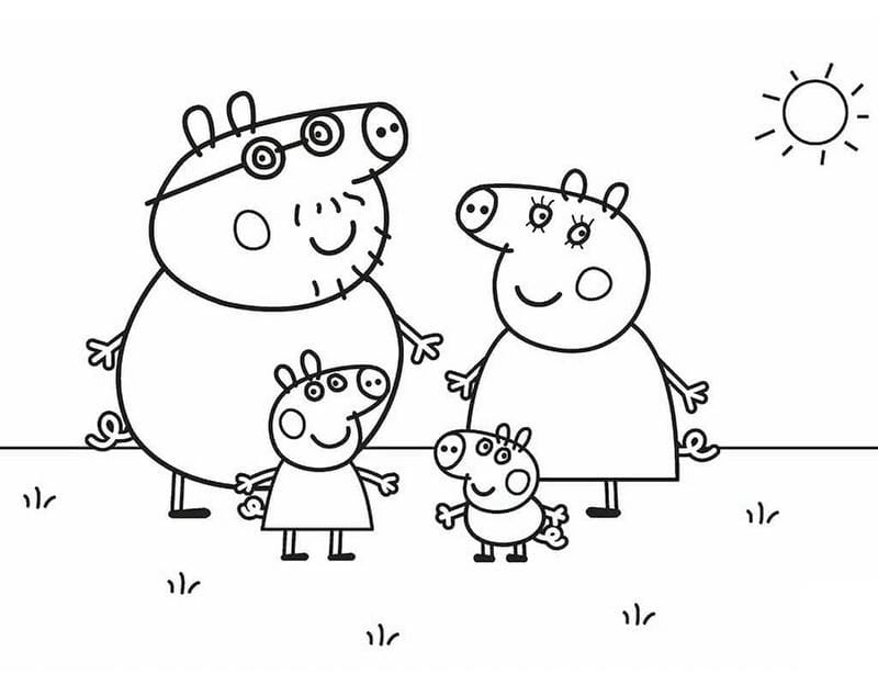 Vui với tranh tô màu gia đình heo peppa ngộ nghĩnh