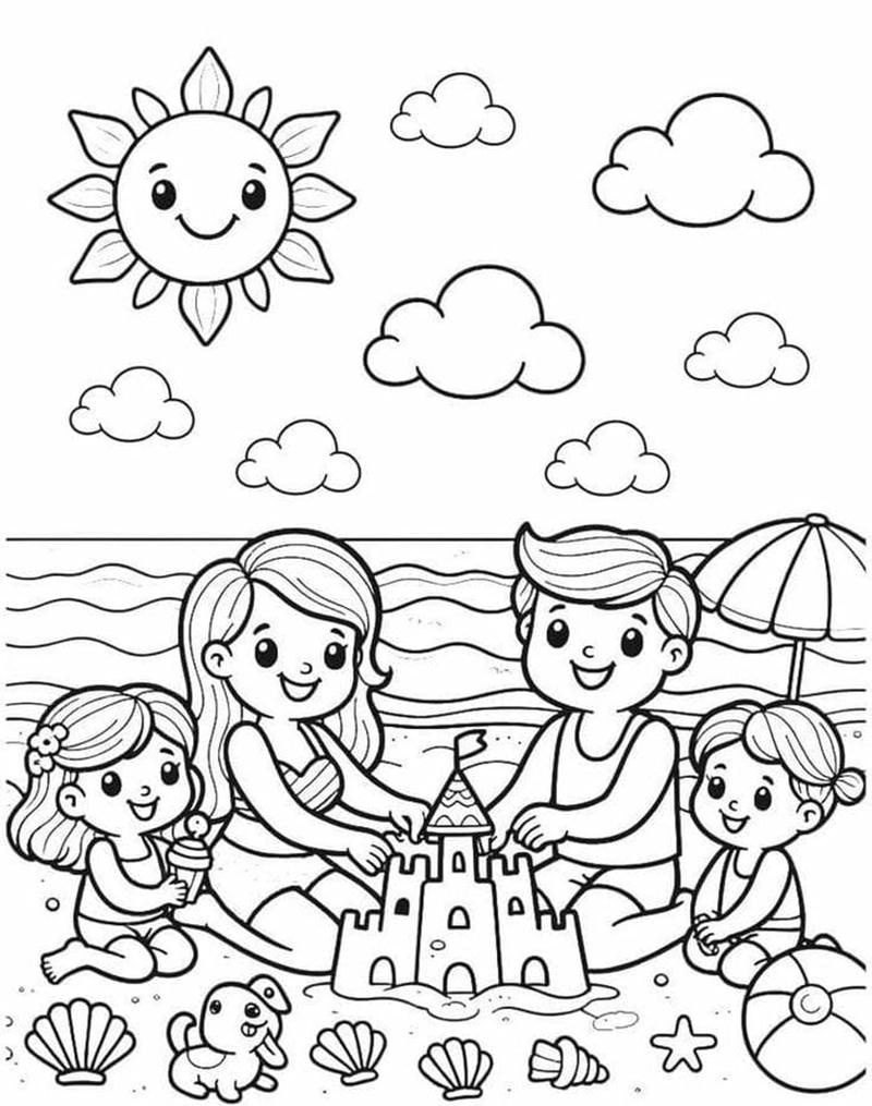 Tô tranh tô màu gia đình hạnh phúc thật vui