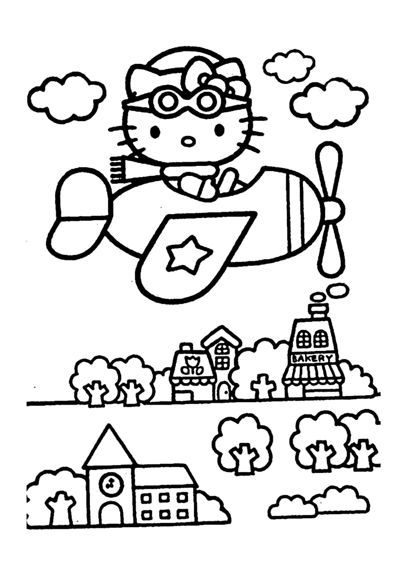 Tô màu dễ thương với mèo kitty tranh tô màu hello kitty