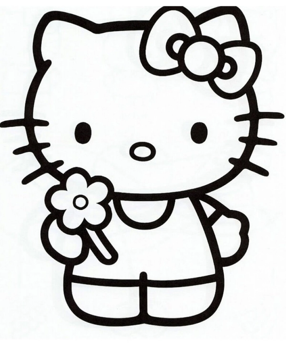 Bé thích thú cùng tranh tô màu hình hello kitty