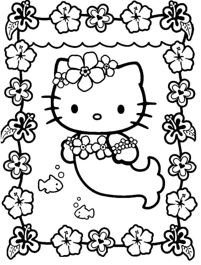 Hóa thân cổ tích với tô màu hello kitty nàng tiên cá