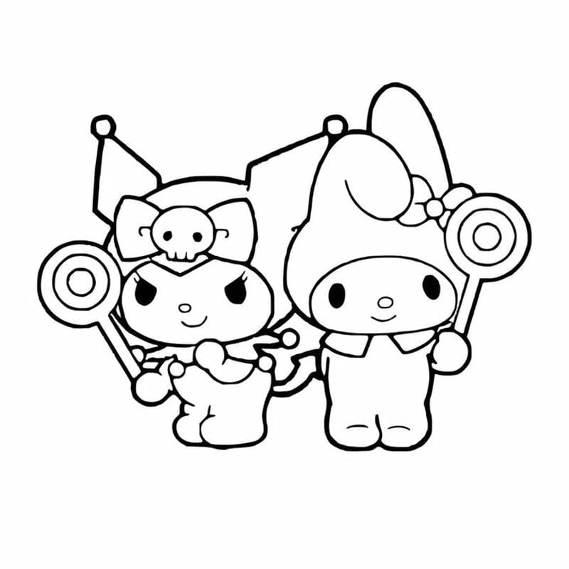 Bé yêu thích tô màu kuromi và cinnamoroll sinh động và sáng tạo
