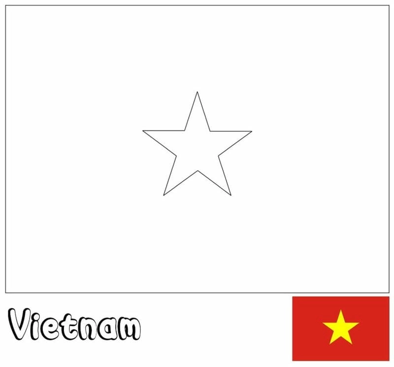 Bé tự tin thể hiện qua tranh tô màu cờ đỏ sao vàng