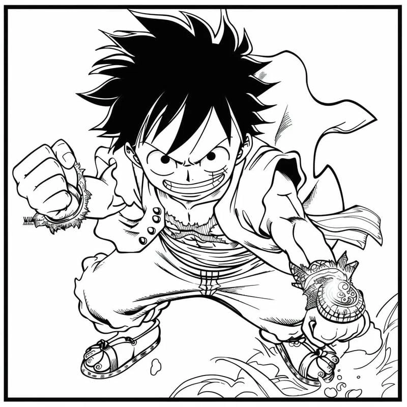 Hé lộ tranh tô màu Luffy cực chất cho bé sáng tạo thỏa thích