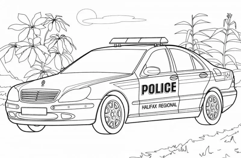 Tổng hợp tranh tô màu ô tô cảnh sát dễ thương cho bé