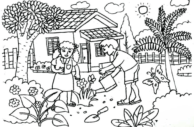 Cảnh vật nên thơ qua tranh tô màu phong cảnh đẹp