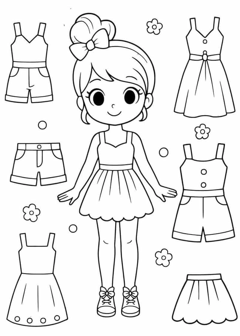 Rèn sự khéo léo với tô màu búp bê và quần áo
