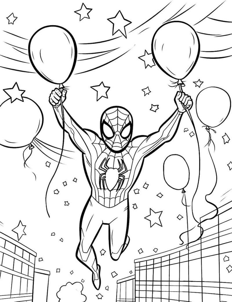 In ngay in tranh tô màu spider man cho bé