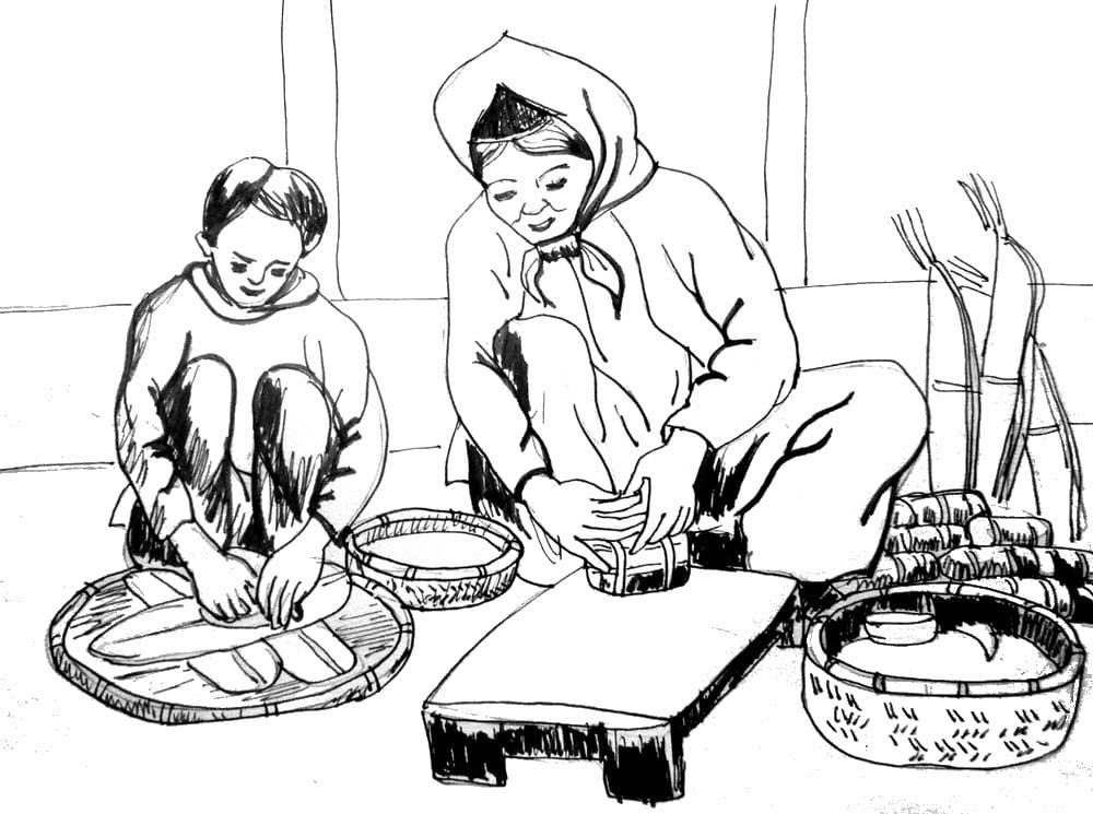 Tranh tô màu chủ đề tết, bé vẽ nét đẹp Tết