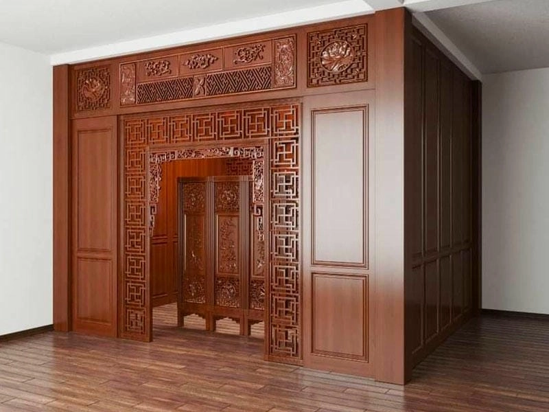 Sáng tạo với vách ngăn kết hợp bàn thờ tiện nghi