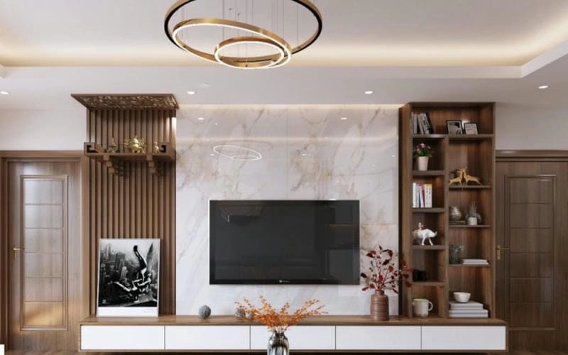 Làm mới nội thất nhờ vách trang trí tivi phòng khách