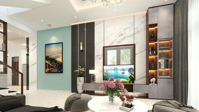 Chất riêng tinh tế cùng vách tivi phòng khách hiện đại
