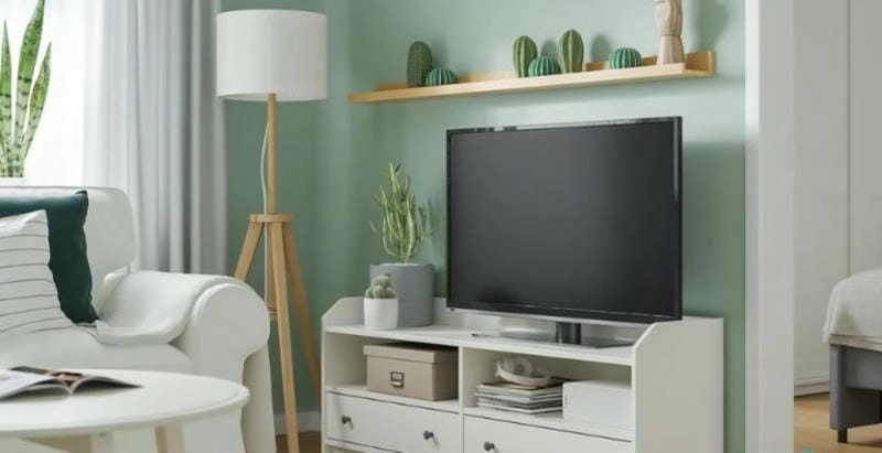Sắp xếp gọn gàng bằng vách ngăn phòng khách để tivi