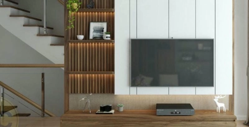 Ngăn cách tinh tế cùng vách ngăn tivi phòng khách