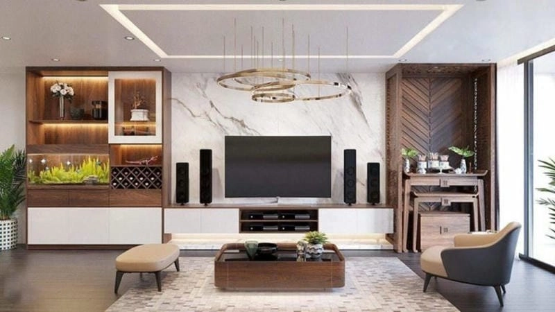 Không gian nổi bật nhờ vách ốp tivi đẹp