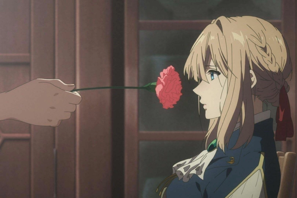 Violet Evergarden ảnh đẹp thể hiện sự thanh lịch và ánh mắt đượm buồn