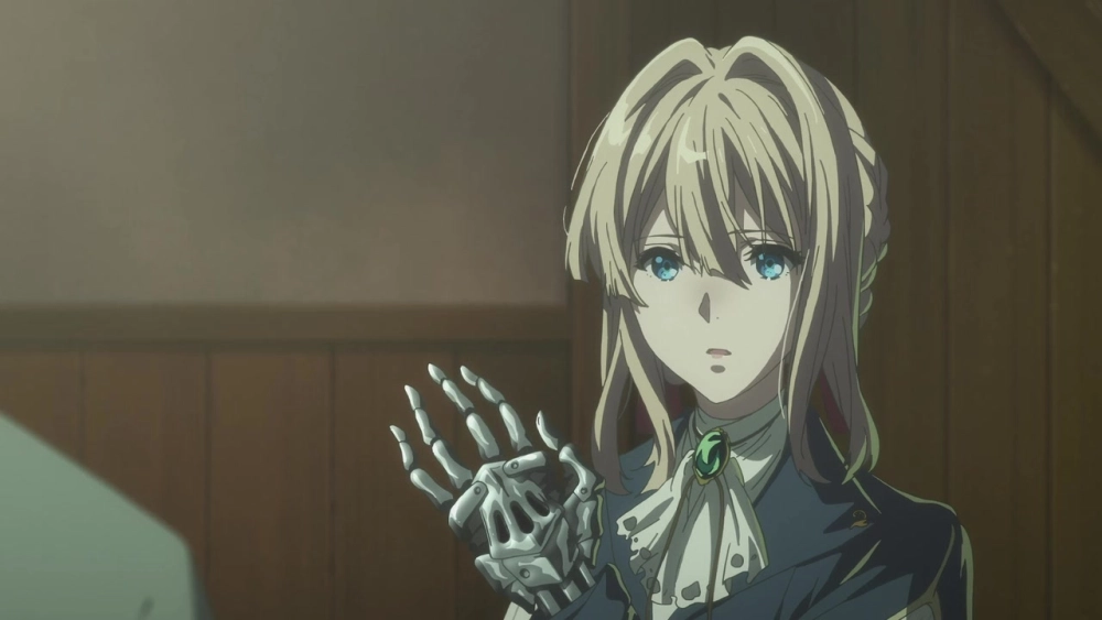 Violet Evergarden hairstyle thường là tóc tết buộc nơ dịu dàng