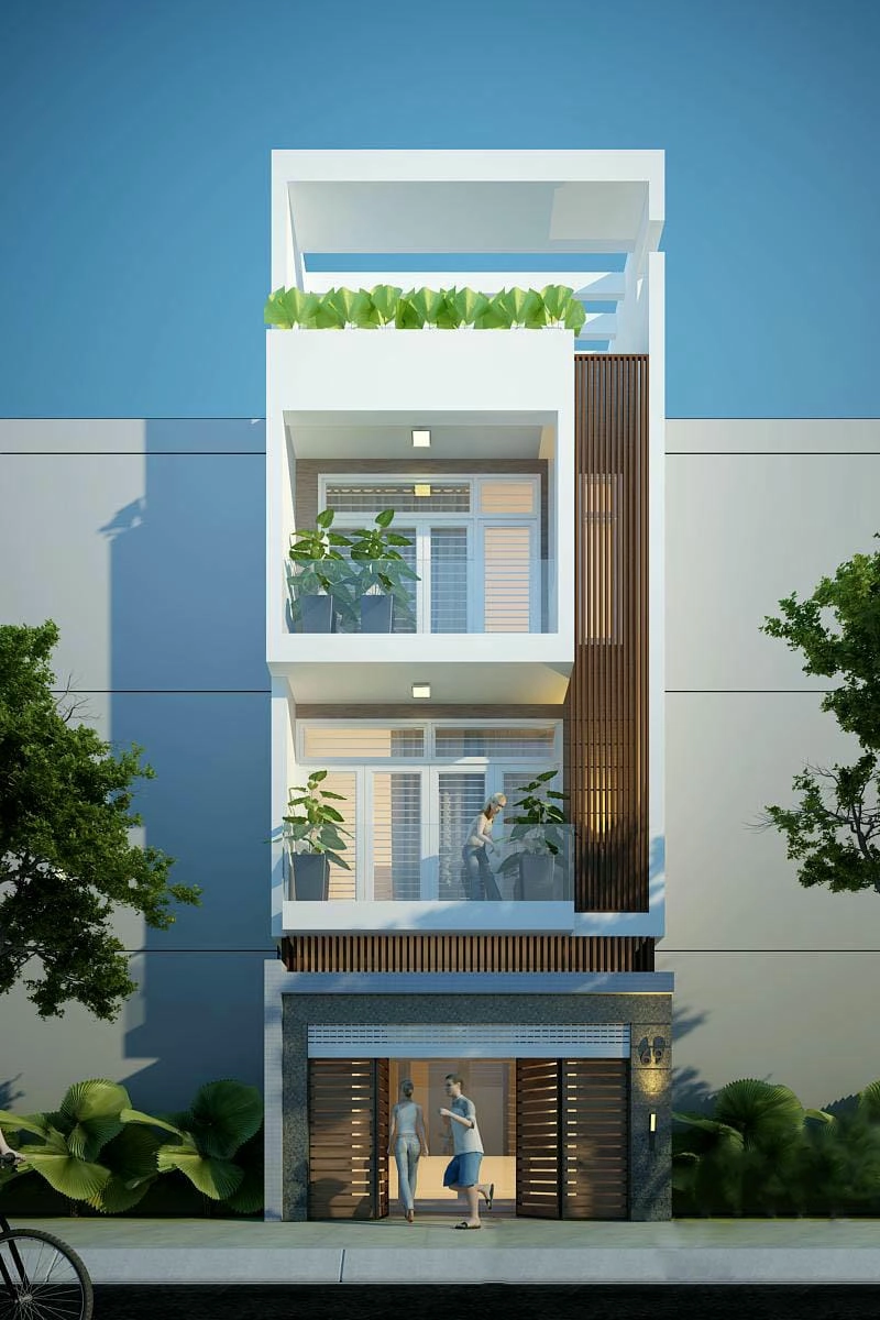 màu sơn mặt tiền nhà 2 tầng chọn cho những mẫu sơn nhà ống đẹp