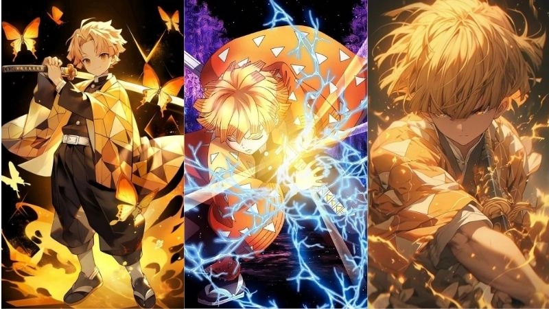 Bộ ảnh Zenitsu thể hiện sự đối lập giữa sợ hãi và dũng cảm
