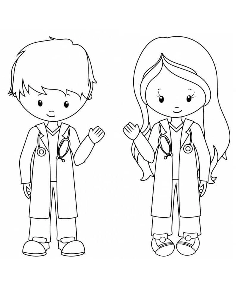 Bé tập làm quen qua tranh tô màu bác sĩ khám bệnh
