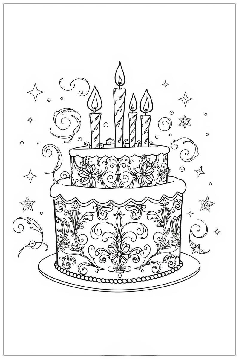 Tuyển chọn hình ảnh tô màu bánh sinh nhật cực ngộ nghĩnh