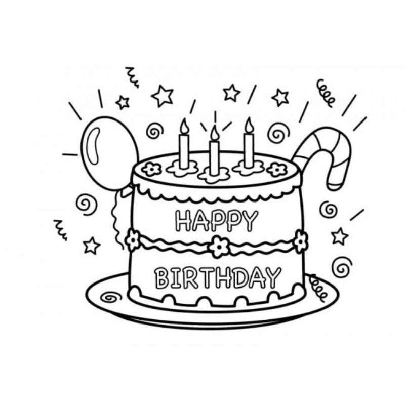 Ý tưởng tô màu vẽ bánh sinh nhật cute đáng yêu