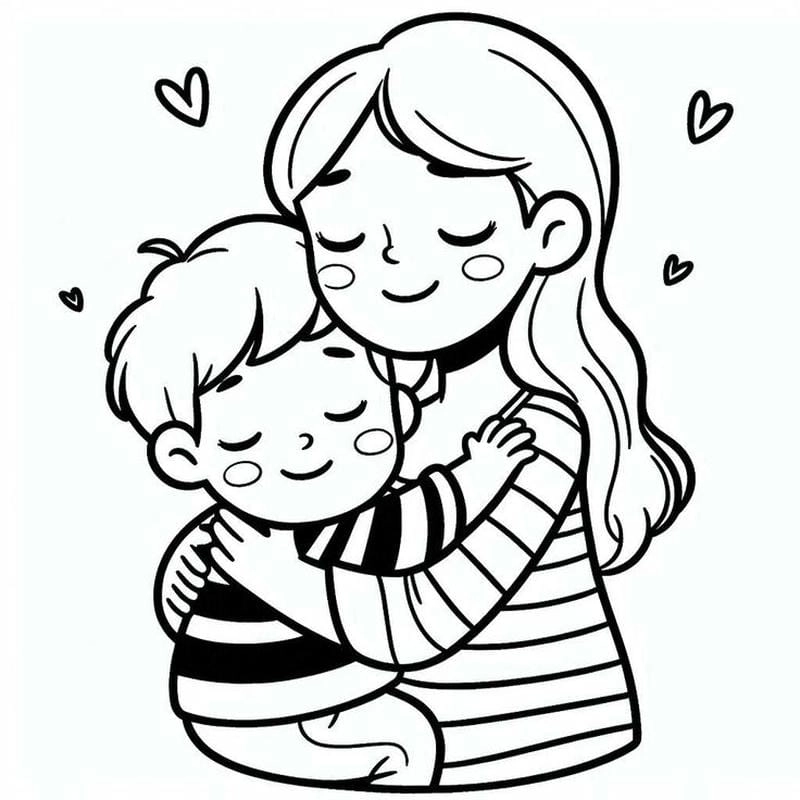 Gắn kết gia đình cùng tranh tô màu mẹ và bé trai đầy cảm xúc yêu thương