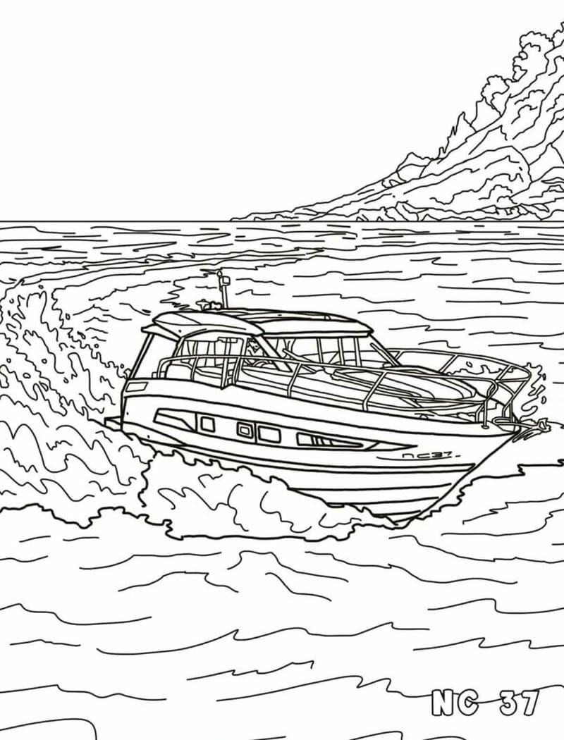 Thuyền buồm ra khơi qua tranh tô màu biển với chủ đề thuyền trên biển