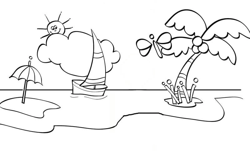 Hè thêm rực rỡ với tranh tô màu biển tại bãi biển mùa hè sinh động