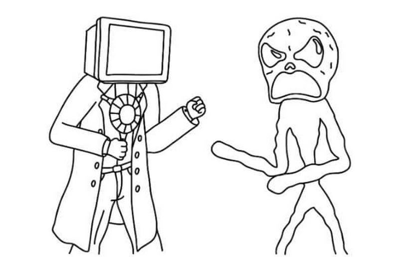 Hình ảnh tranh tô màu cameraman titan sinh động cho bé học tô màu dễ dàng