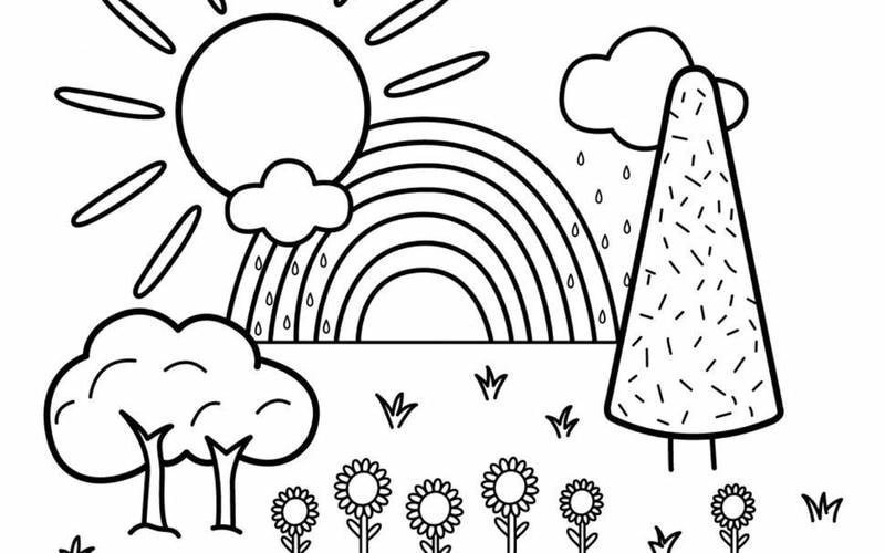 In tranh tô màu cầu vồng đơn giản dễ dàng dùng tại nhà