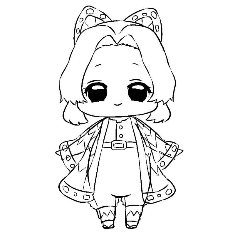 Tranh tô màu shinobu chibi cực hot với fan Thanh Gươm Diệt Quỷ